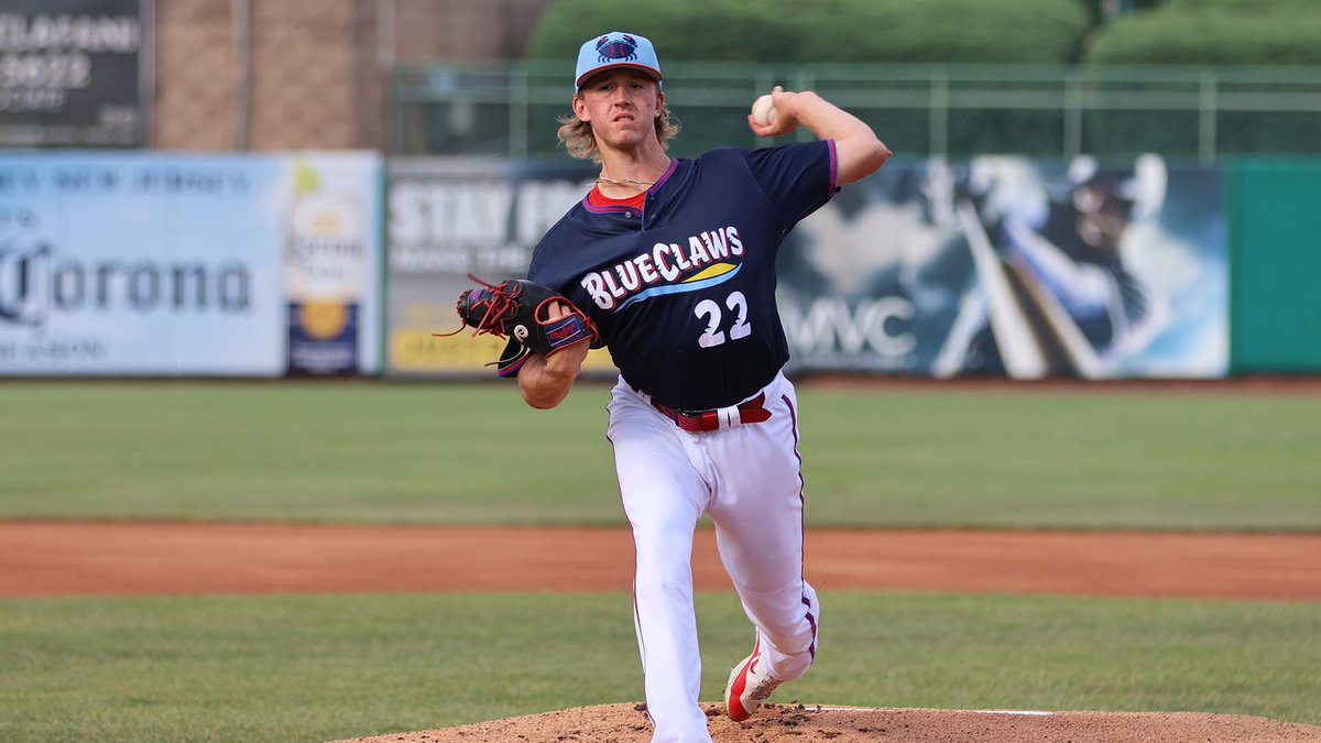 5 innings and 2 runs for Mavis Graves, whose scoreless innings streak lasted 24 innings, the most-ever by a BlueClaws starter! 🦀⚾