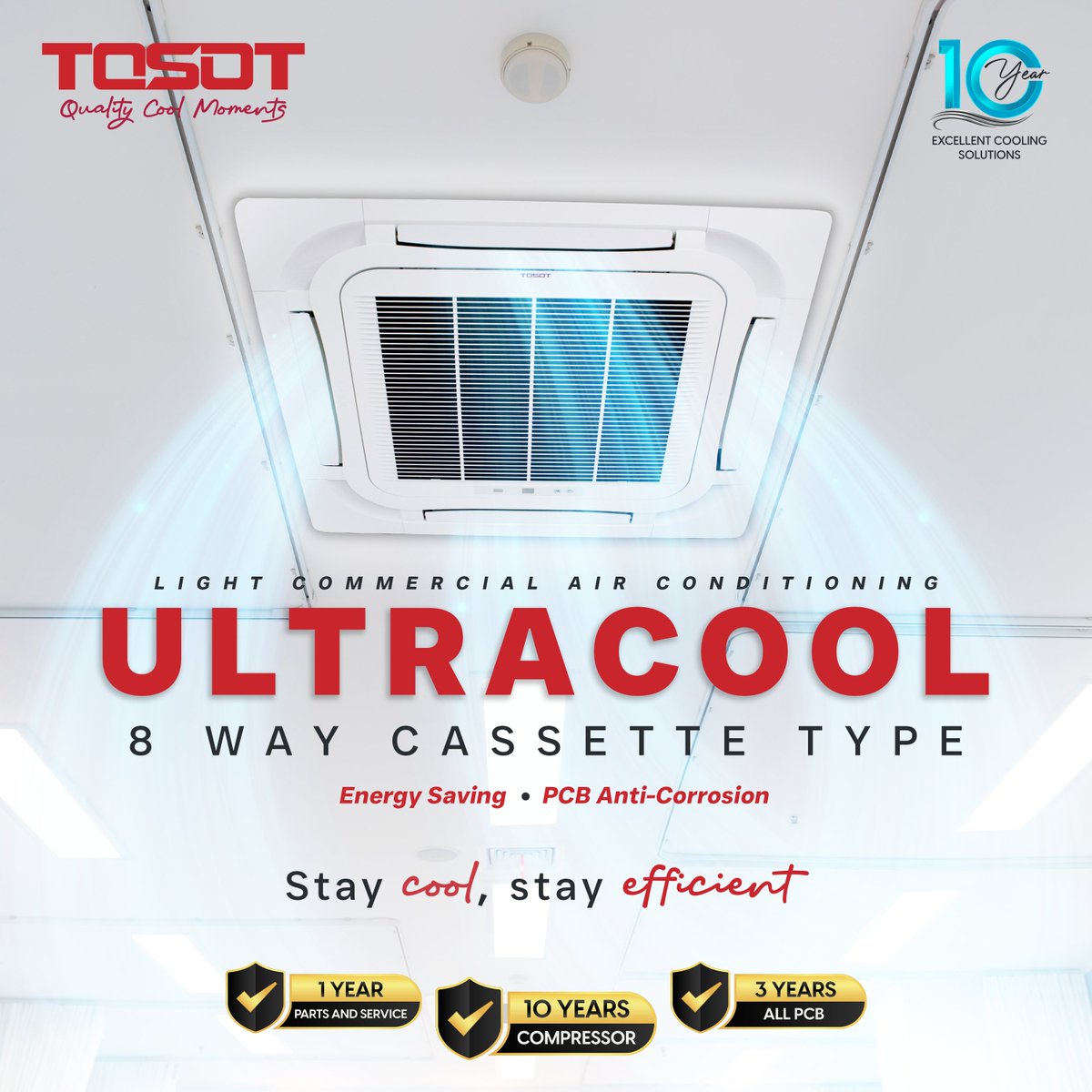 tosot_ph's tweet photo. ❄️ Stay Cool, Stay Efficient with TOSOT ULTRACOOL ❄️
Next-level comfort for business spaces with our 8-Way Cassette Type AC:
🔹 Energy Saving
🔹 PCB Anti-Corrosion
🔹 360° Airflow

#ULTRACOOL #TOSOTPhilippines #LifeIsCool https://t.co/vTIY1W14Im