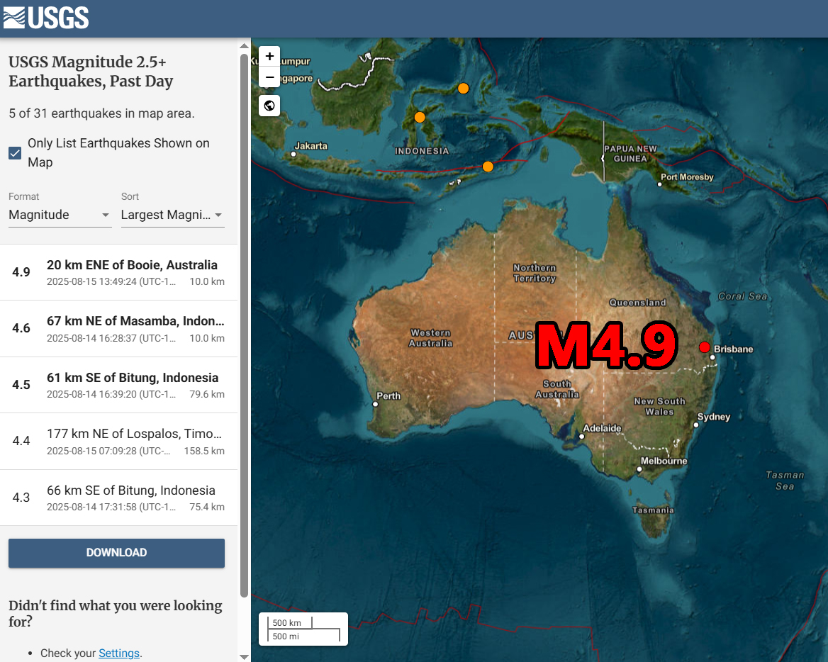 StefanBurnsGeo's tweet image. Brisbane, Australia just had a good shake from a magnitude 4.9 that stuck nearby! Earthquakes on the continent of Australia are quite uncommon though they do occur from time to time.