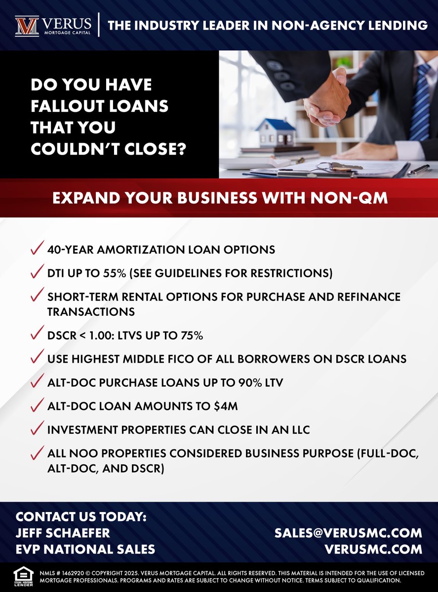 Contact us today to learn more: sales@verusmc.com
#mortgage #nonqm #nonqmlending #mortagelending #mortgageindustry #nonqmloans #alternativefinancing #loans #lenders #lending #alternativelending #financing #financingoptions #verus #sales