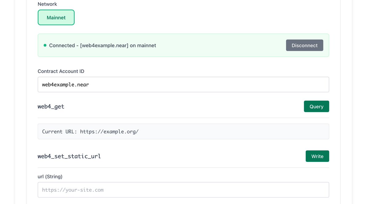 lots of network toggle and login buttons...
and the UI could probably use some improvements
but you can now deploy contracts like the web4 min one and set the static url form a ui other than the terminal
sleetplayground.near.page/demo/web4_setS…