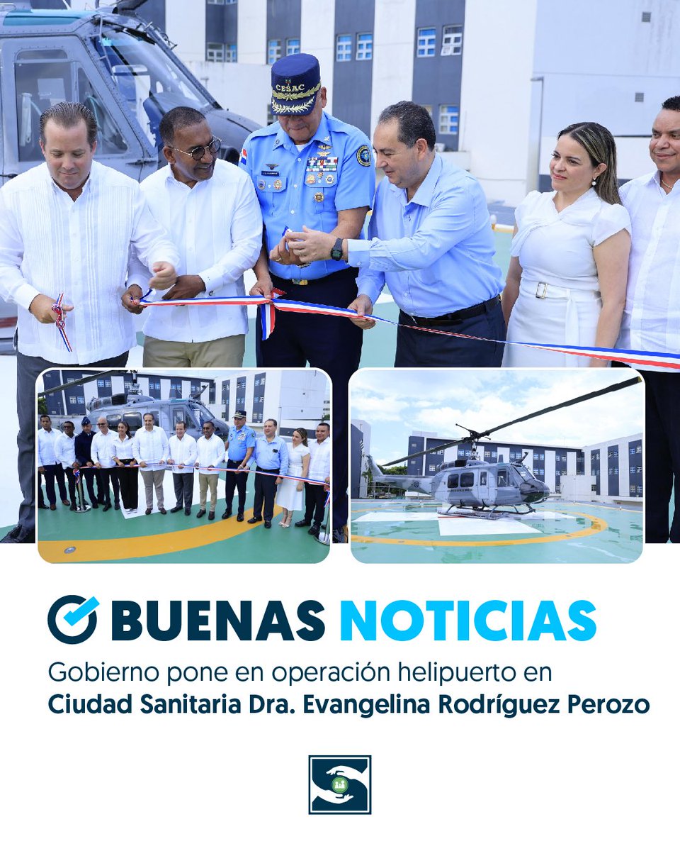 Servicio Nacional de Salud (@snsrdo) on Twitter photo ✅ El director del SNS, <a href="/drmariolama/">Dr. Mario Lama</a>, participó hoy en la puesta en operación del nuevo helipuerto construido en la Ciudad Sanitaria Dra. Evangelina Rodríguez Perozo, infraestructura que fortalecerá la capacidad de respuesta en emergencias médicas.
📱 ensaluddigital.gob.do/gobierno-pone-… ✅ El director del SNS, <a href="/drmariolama/">Dr. Mario Lama</a>, participó hoy en la puesta en operación del nuevo helipuerto construido en la Ciudad Sanitaria Dra. Evangelina Rodríguez Perozo, infraestructura que fortalecerá la capacidad de respuesta en emergencias médicas.
📱 ensaluddigital.gob.do/gobierno-pone-…
