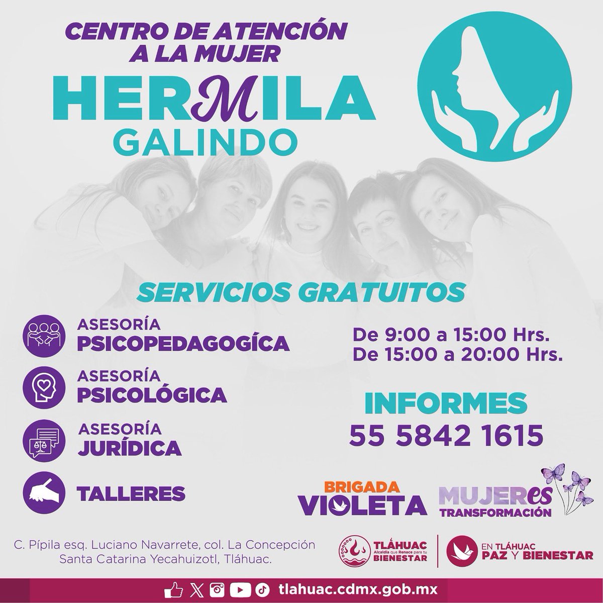 💜✨ En el Centro de Atención a la Mujer Hermila Galindo te acompañamos y apoyamos con asesoría psicopedagógica, psicológica y jurídica, además de talleres pensados para tu desarrollo y bienestar.