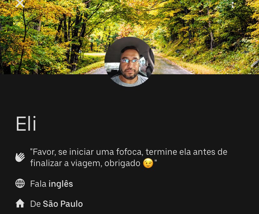 olha a bio do uber mano kkkkk