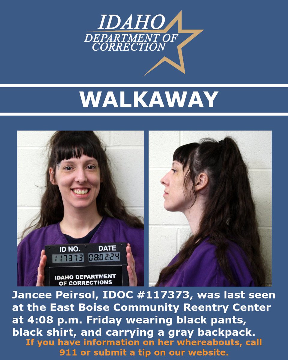Aug. 15 -- The Idaho Department of Correction is searching for an East Boise Community Reentry Center resident who walked away from the facility. More Info: idoc.idaho.gov/content/news/i…