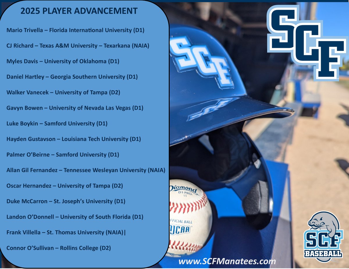 2025 #TEES headed off to new homes this fall will be MANATEES forever!! Let's go!!  Advancing players to good 4-year colleges &amp; professional opportunities is our plan.  Even more important is striving to build character &amp; integrity that will last well beyond their playing days!