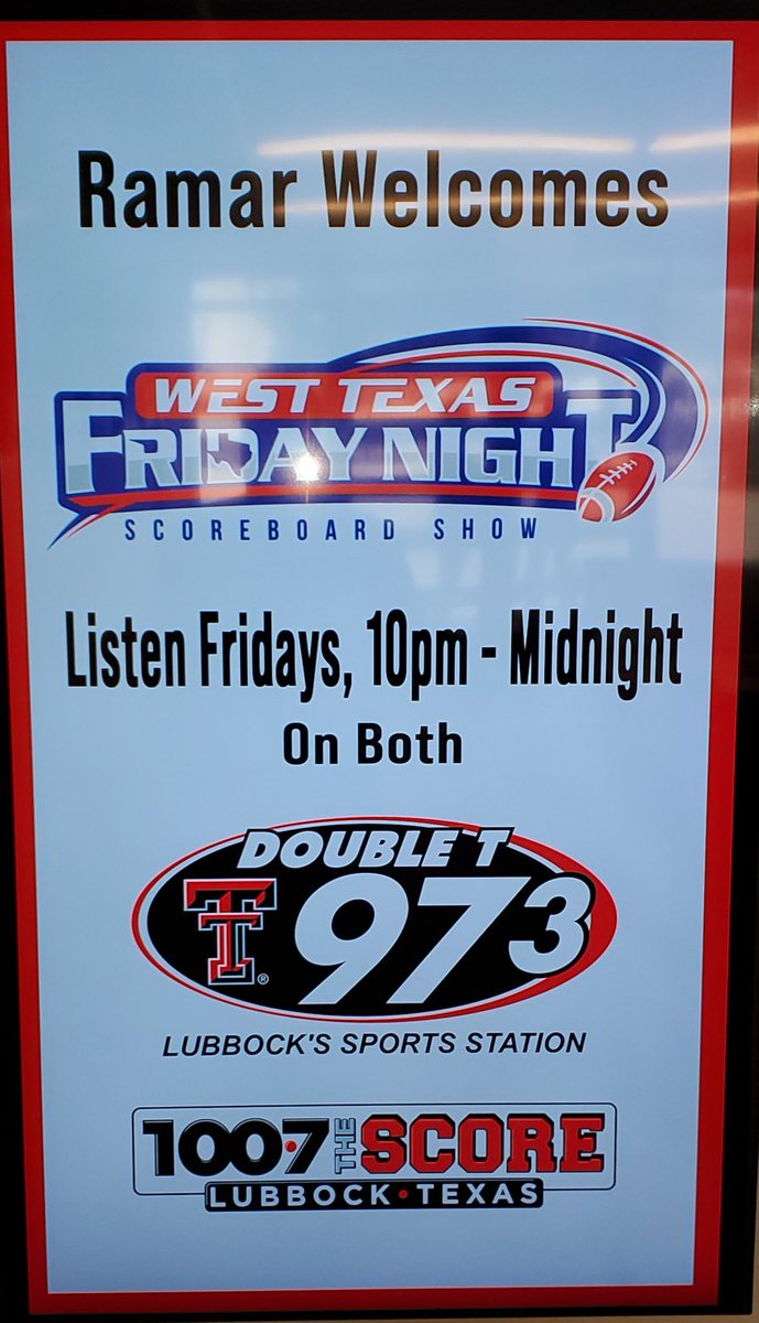 Partnership with Ramar Communications well underway. Will see this on board when entering their studios. Appreciate the warm welcome from <a href="/DoubleT973/">Double T 97-3 🌵</a> &amp; <a href="/1007TheScore/">100.7 The Score 🌵</a>!  Two weeks from tonight, year 30 begins. 9:30 or following your game till midnight on the 40+ station network.