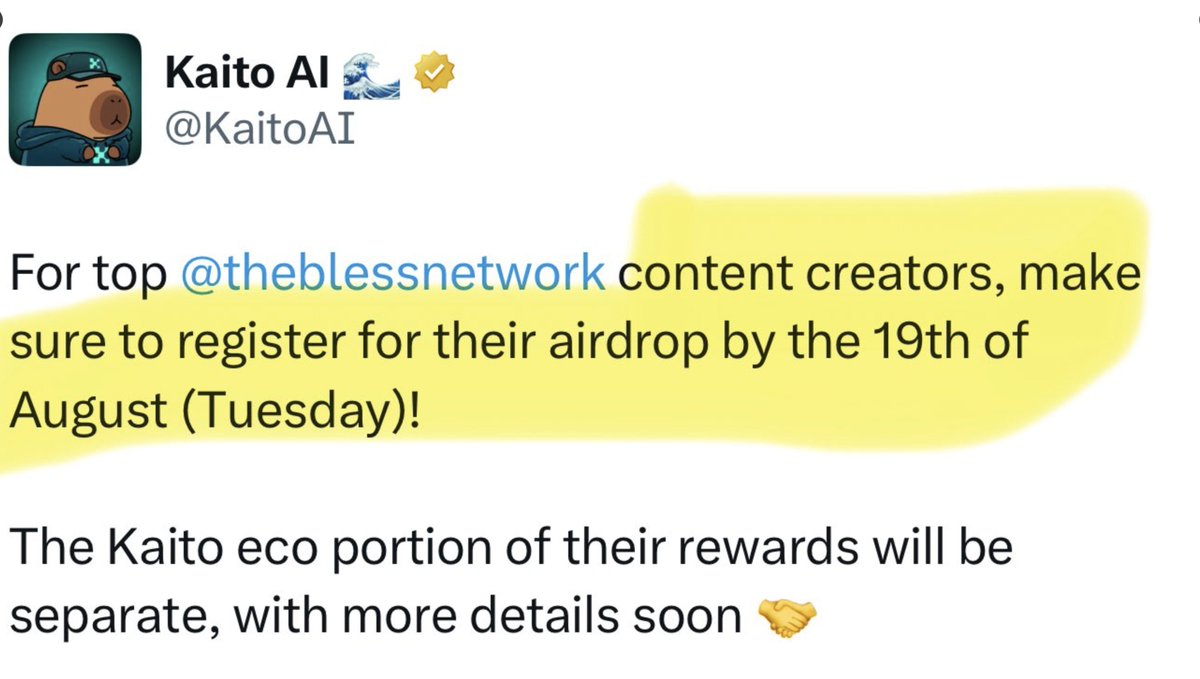 If you have ever created content for
<a href="/theblessnetwork/">Bless</a> 

Make sure to register your X account for Bless Airdropon It's platform!

Keep supporting.

Keep contributing!

Bless is for everyone!

wallchain_xyz 
avantisfi