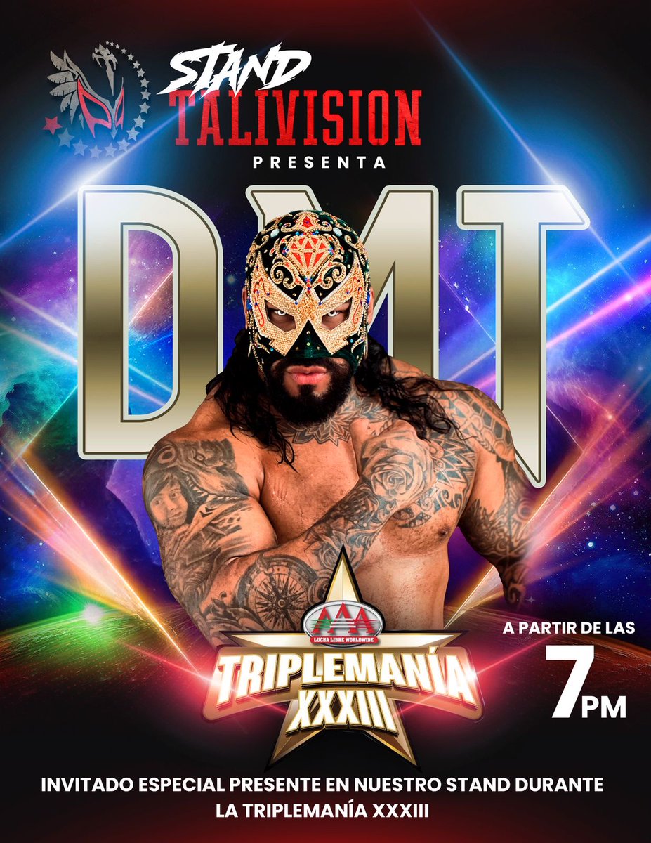 Este sábado tendremos un invitado especial durante #Triplemanía XXXlll. La joya más valiosa de la lucha libre, <a href="/D_M_T_A_Z_U_L/">DMT AZUL💎</a> 💎, llega a nuestro stand a partir de las 7 pm.
Firma de autógrafos, venta de productos oficiales y convivencia. 

¡Te esperamos! 🤝🏻