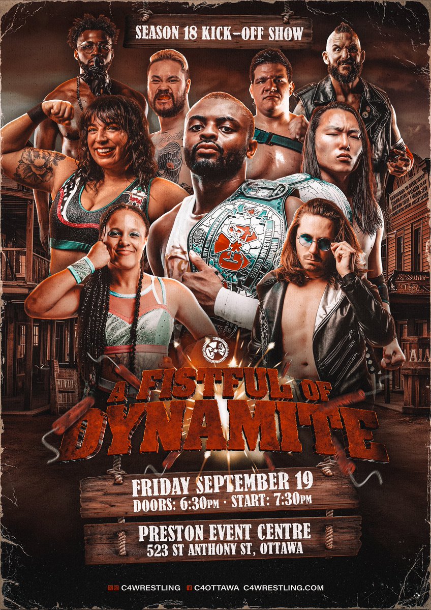 C*4 🍁 (@c4wrestling) on Twitter photo A capacity crowd tonight for <a href="/FightingBack613/">Fighting Back</a> - but already looking forward to September 19th l, as we kick off a brand new season of action!
Tix go on sale tomorrow morning at <a href="/VertigoOttawa/">Vertigo Records</a> and <a href="/OddsSodsShoppe/">TheODDs&SODsShoppe</a>, as well as online!
Help us kick off a new season with a sellout! A capacity crowd tonight for <a href="/FightingBack613/">Fighting Back</a> - but already looking forward to September 19th l, as we kick off a brand new season of action!
Tix go on sale tomorrow morning at <a href="/VertigoOttawa/">Vertigo Records</a> and <a href="/OddsSodsShoppe/">TheODDs&SODsShoppe</a>, as well as online!
Help us kick off a new season with a sellout!