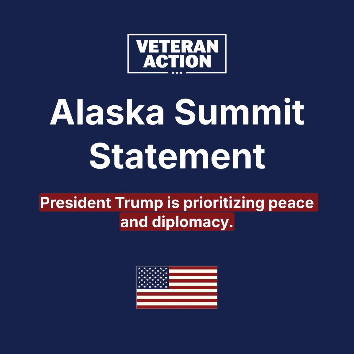Mark Lucas, founder and president of Veteran Action, issued the following statement following the Alaska Summit.

"I applaud President Donald Trump's productive meetings in Alaska with President Vladimir Putin. He has consistently prioritized peace and diplomacy. This dialogue is