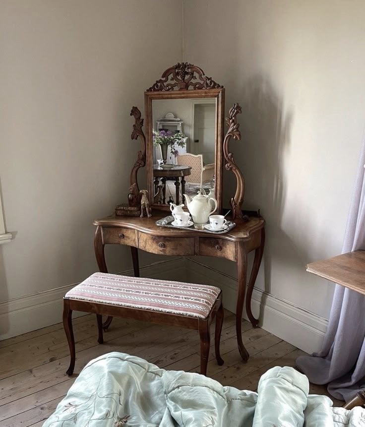 rosierpearl's tweet image. girls yearn for dark wood furniture