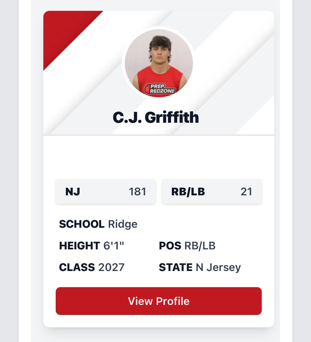 CJ Griffith (@cjgriffith17) on Twitter photo Blessed to be ranked in the Top 200 overall, and Top 25 at my position in the state for the Class of 2027 for the upcoming season by <a href="/PrepRedzoneNJ/">Prep Redzone New Jersey</a> <a href="/BrendanScoutsNJ/">Coach Brendan</a> . Season can’t start soon enough! <a href="/RedDevsFootball/">ridge.football</a> <a href="/Ridgegameday/">RIDGE ATHLETICS</a> <a href="/1_sutherland/">Coach Sutherland</a>
<a href="/CoachVena10/">Chase Vena</a> Blessed to be ranked in the Top 200 overall, and Top 25 at my position in the state for the Class of 2027 for the upcoming season by <a href="/PrepRedzoneNJ/">Prep Redzone New Jersey</a> <a href="/BrendanScoutsNJ/">Coach Brendan</a> . Season can’t start soon enough! <a href="/RedDevsFootball/">ridge.football</a> <a href="/Ridgegameday/">RIDGE ATHLETICS</a> <a href="/1_sutherland/">Coach Sutherland</a>
<a href="/CoachVena10/">Chase Vena</a>