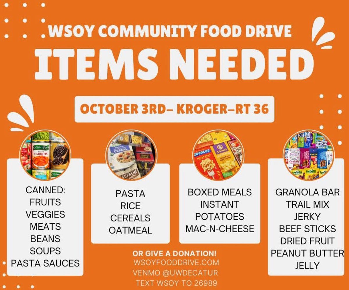 Items to begin planning to collect…for Oct 3…