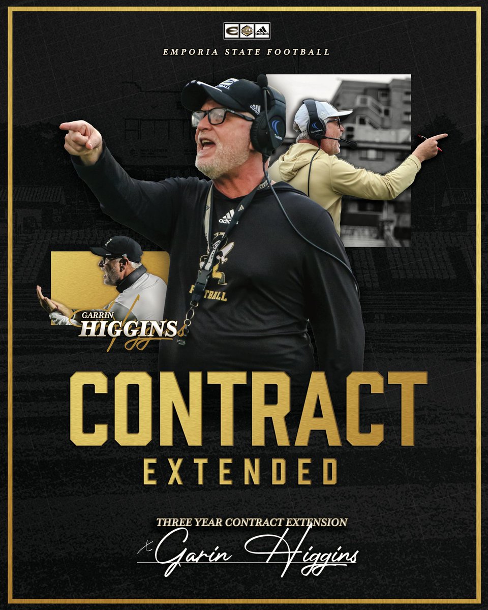 ESU Athletics (@esusports) on Twitter photo Just announced at <a href="/esuhornetsfb/">ESU Hornet Football</a> Booster Night Practice.
Coach Garin Higgins has been extended for three more years.
#StingersUp Just announced at <a href="/esuhornetsfb/">ESU Hornet Football</a> Booster Night Practice.
Coach Garin Higgins has been extended for three more years.
#StingersUp