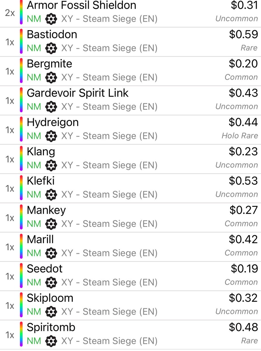 Consignment cards! 🚨

Reverse holos and holos! 🤩

Steam Siege 🚂 Prices in photos! 📸 Thank you!