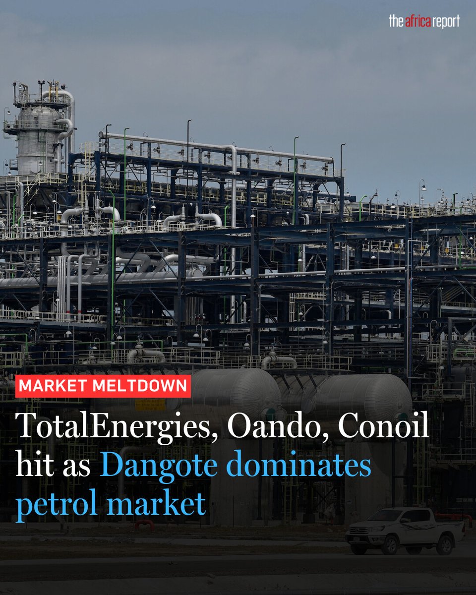 TotalEnergies, Oando and Conoil, three of the four players in Nigeria‘s downstream oil sector listed on the stock exchange, ➡️ l.theafricareport.com/nYb saw their half-year petrol sales revenues plummet amid the disruption caused in the market by the giant Dangote Refinery.

Report