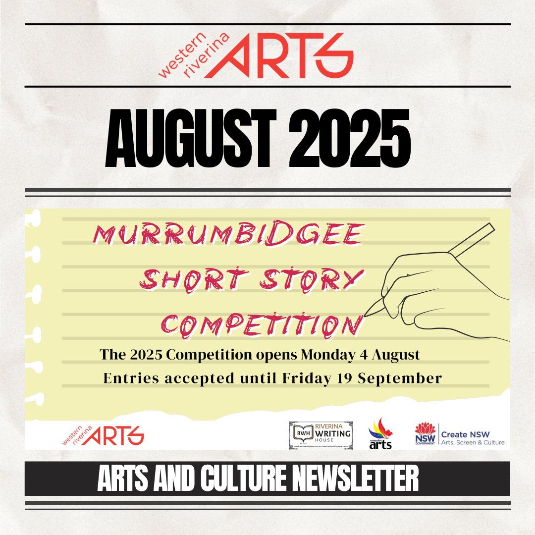 New events, new opportunities:
🧠 CASP grant writing help
📖 Short story entries open
🎨 Cyanotype, live theatre &amp; more
Don’t miss what’s happening across the Western Riverina this August.
Newsletter → mailchi.mp/d6e6e3dc1ccc/w…
#RegionalArtsNSW #CreativeRiverina #OnShowRiverina