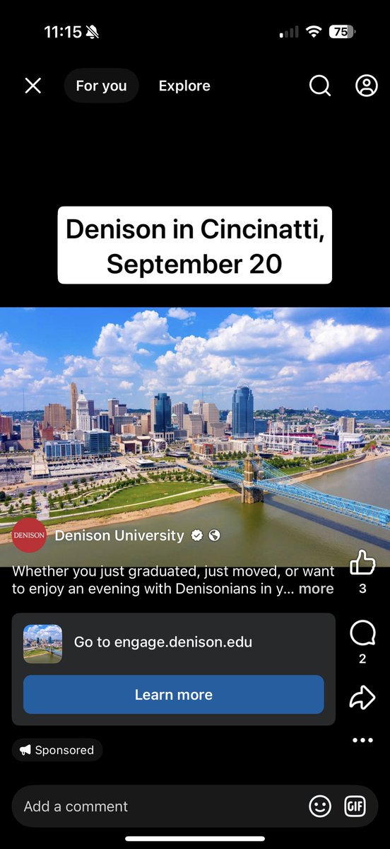 slubilliken09's tweet photo. @ItsCincinnati ad from Denison. Yikes https://t.co/GwDJzmKNm1