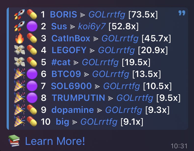 qa_call's tweet photo. My bots automatically scan the Solana blockchain and found these daily gems:

$BORIS #KOI6Y7 #CATLINBOX #LEGOFY #CAT #BTC09 #SOL6900 #TRUMPUTIN #DOPAMINE $BIG https://t.co/5t7cfzyCoK
