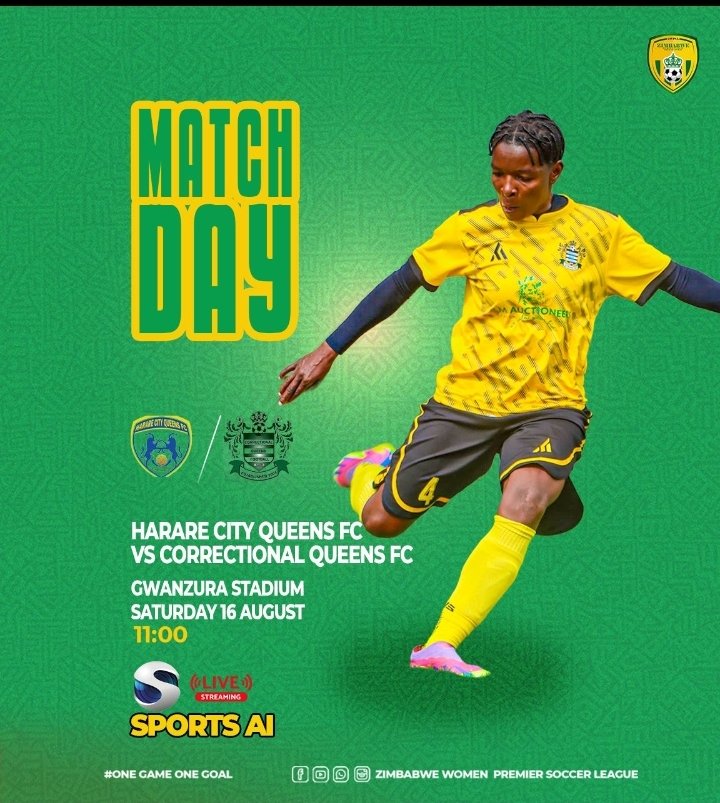 ZimWomenSoccerL's tweet photo. Catch the action live on SportsAi. Harare City Queens host Correctional Queens at Gwanzura Stadium. Enjoy the match from wherever you are. Download the app at https://t.co/FGcrft5Kpe available on both Android and iOS. #OneGameOneGoal https://t.co/oMs2pFCfOa