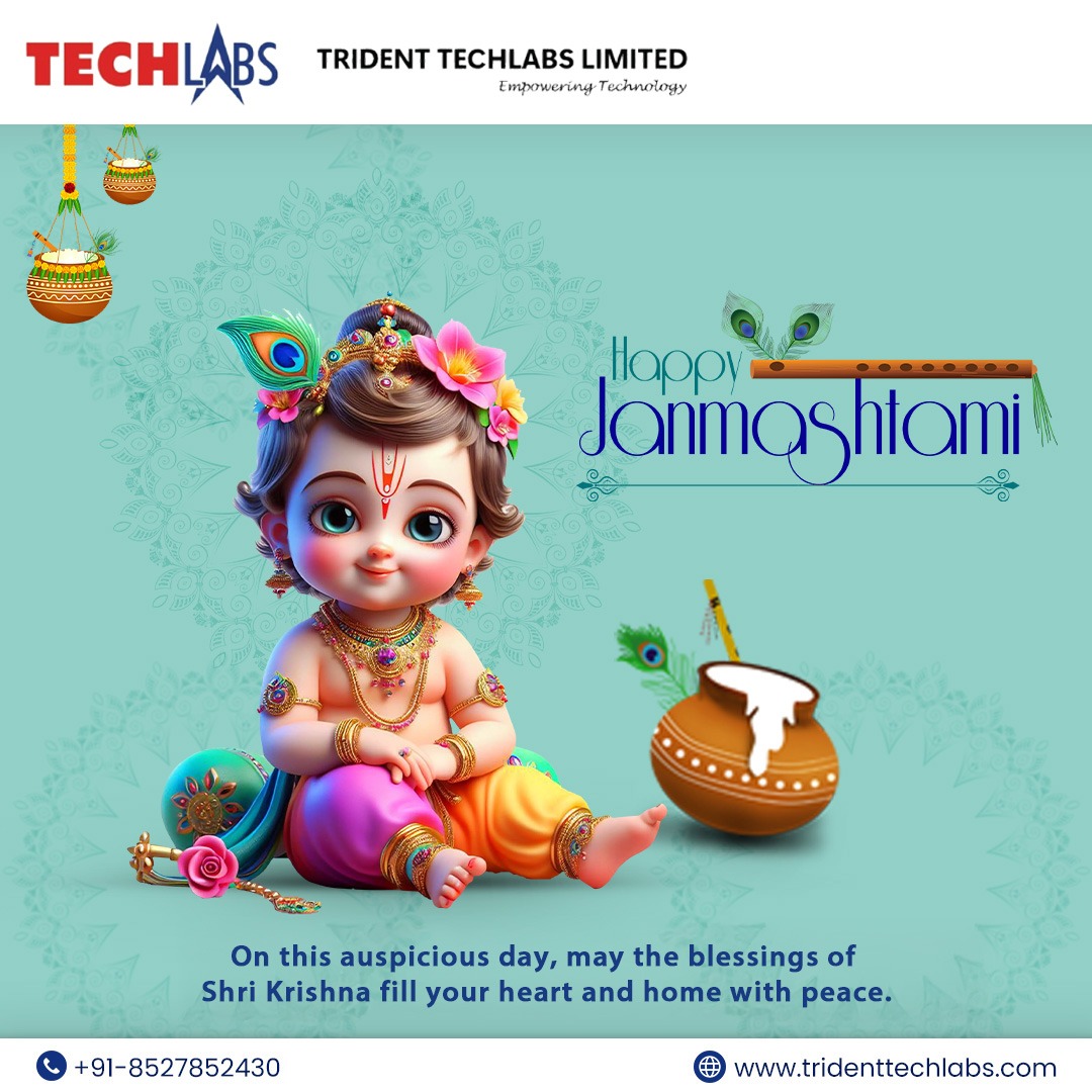TechlabsTrident's tweet image. Wishing everyone a joyful and blessed Janmashtami!
May the divine blessings of Lord Krishna bring happiness, prosperity, and peace to your home and heart. Celebrate this auspicious day with love, devotion, and gratitude.
#HappyJanmashtami #Janmashtami2025 #KrishnaJanmashtami