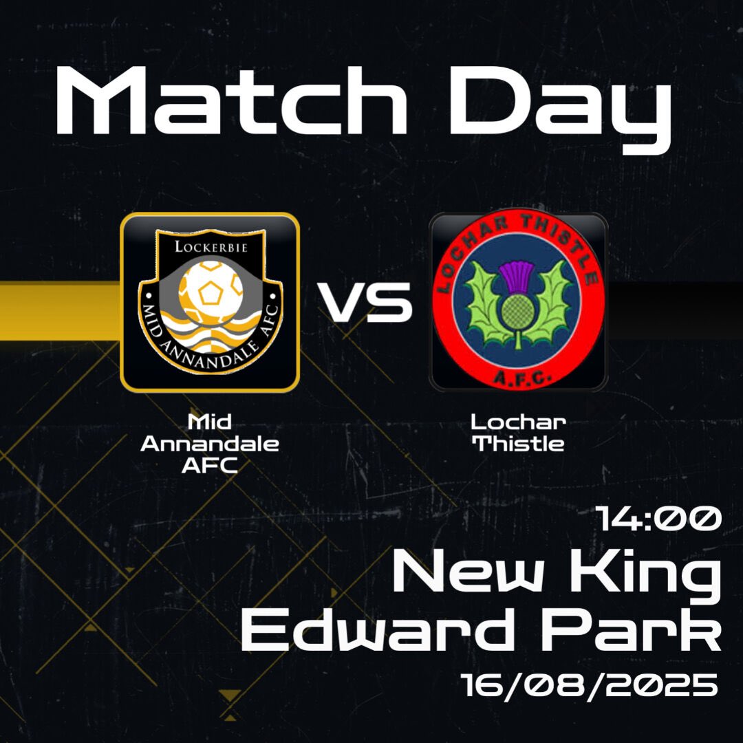 Mid Annandale AFC (@themidsfc) on Twitter photo 🟡⚫️⚽️ Match Day 🟡⚫️⚽️
<a href="/UtilityHut/">Utility Hut</a> Alba Cup
🆚 Lochar Thistle FC
📆 Saturday 16/08/2025
⏰ 14:00 kick off
📍New King Edward Park
💵 £4.00 Adults, £2.00 Concessions, Under 16s Free
🪪 50/50 Draw
🥧 Food and refreshments available at the pie hut. (Cash or Card)
#comeonthemids 🟡⚫️⚽️ Match Day 🟡⚫️⚽️
<a href="/UtilityHut/">Utility Hut</a> Alba Cup
🆚 Lochar Thistle FC
📆 Saturday 16/08/2025
⏰ 14:00 kick off
📍New King Edward Park
💵 £4.00 Adults, £2.00 Concessions, Under 16s Free
🪪 50/50 Draw
🥧 Food and refreshments available at the pie hut. (Cash or Card)
#comeonthemids