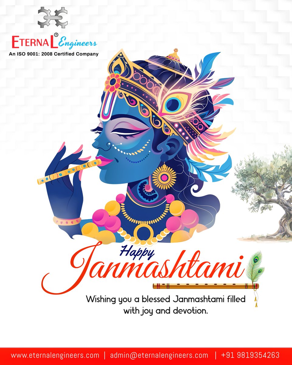 etern_engineers's tweet photo. 🌸✨ Happy Janmashtami ✨🌸
On this divine occasion, may Lord Krishna fill your life with love, peace, and endless happiness. 🥁🌿

#HappyJanmashtami #EternalEngineers #BlessingsOfKrishna #FestiveWishes https://t.co/HEB3WhFeA1