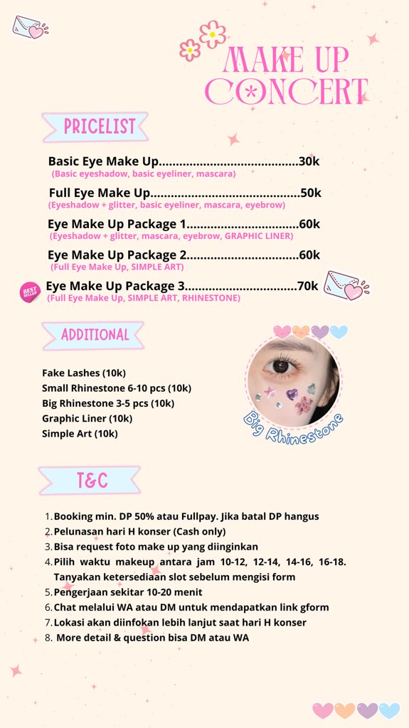 🌸 OPEN JASA FULL MAKE UP &amp; EYE MAKE UP 🌸

(detail cek di pict)

Book now‼️
wa.me/6285965974647

#blackpink #BLACKPINK_DEADLINE #blackpink_deadline_jkt #eyemakeupconcert #tds4injakarta #TDS4 #THEDREAMSHOW4 #thedreamshow4_in_jakarta #nctdream