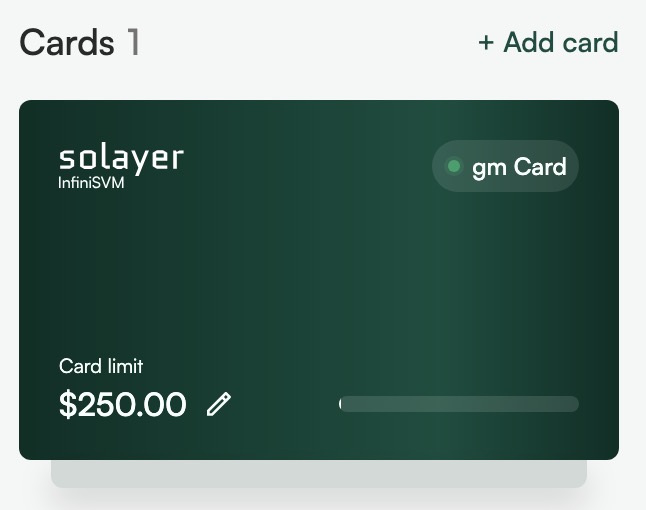 💳 新入手 Solayer Card 解读

上午刚完成了 Solayer Emerald Card 的申请、KYC、激活、绑卡。

简单介绍下这张 <a href="/solayer_labs/">Solayer</a> 发行的 U 卡。

👀 基础信息：

| 🏦 发卡行 | Banco San Juan Internacional | 
| 🌍 地区 | 波多黎各 (美国领地) | 
| 💳 卡种 | VISA Debit (美元借记卡) | 
| 💵 货币 |
