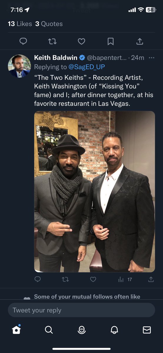 bapentertain's tweet photo. @Maha_Musk_AOC I’ve several friends; of whom all fit the listed descriptions. 

The folks that I’m referring to are well known songwriters; recording artists; &amp; music producers.

One of the aforementioned talents, is Keith Washington… most known for his hit single: “Kissing You”. https://t.co/pflc0Z1SLQ