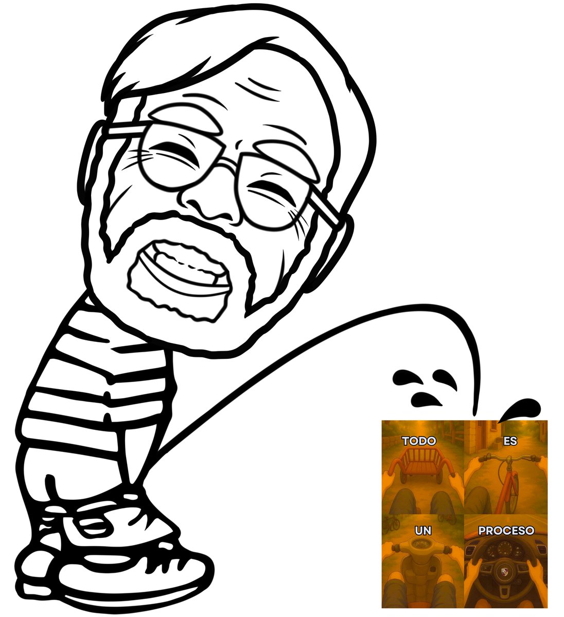 pvinthevoid's tweet photo. @BluebriarArts no context miyazaki peeing over AI art https://t.co/1IkcS2utPG