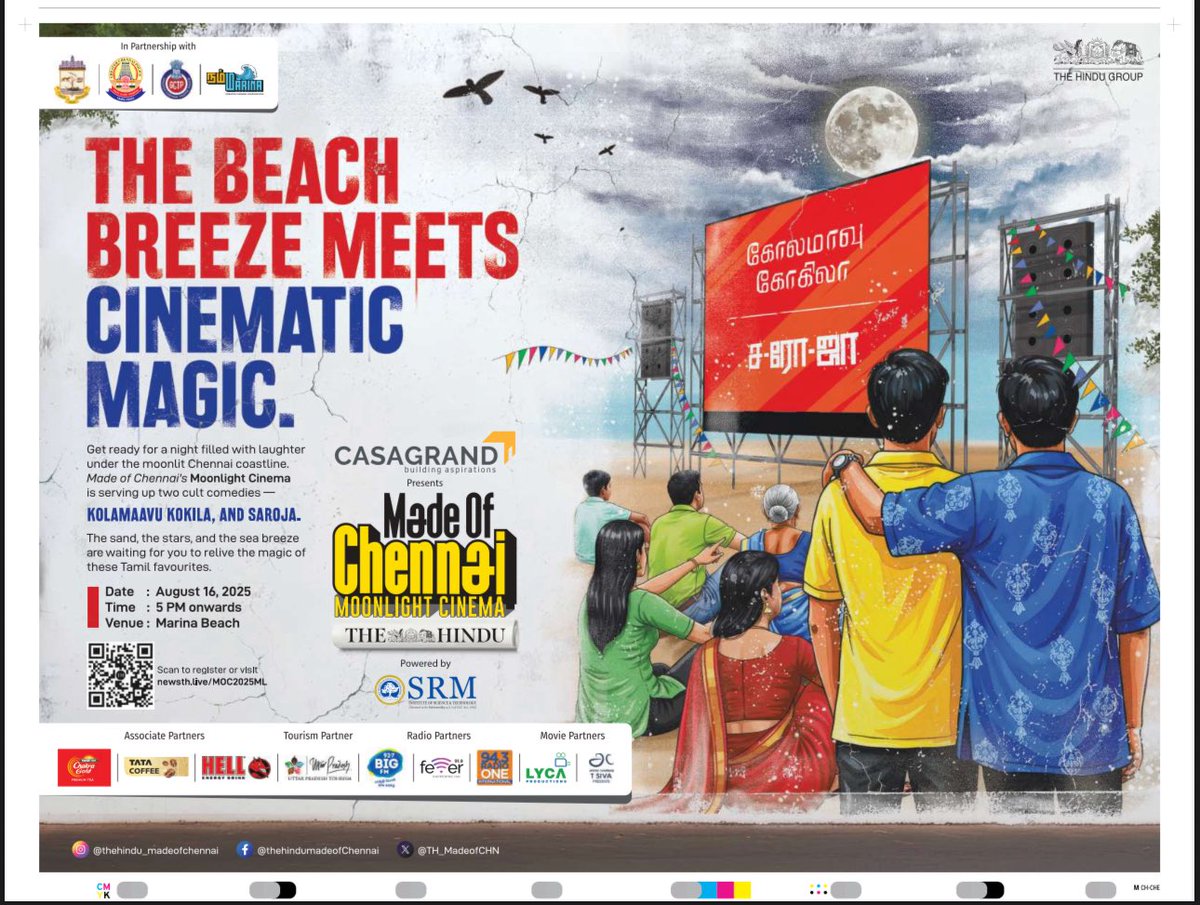 vp_offl's tweet photo. Enjoy #saroja the movie and #kolamaavukokila this evening at namma marina!! Open air theatre!!! #moonlightcinema @TheHindu https://t.co/oS2GcoQsLb