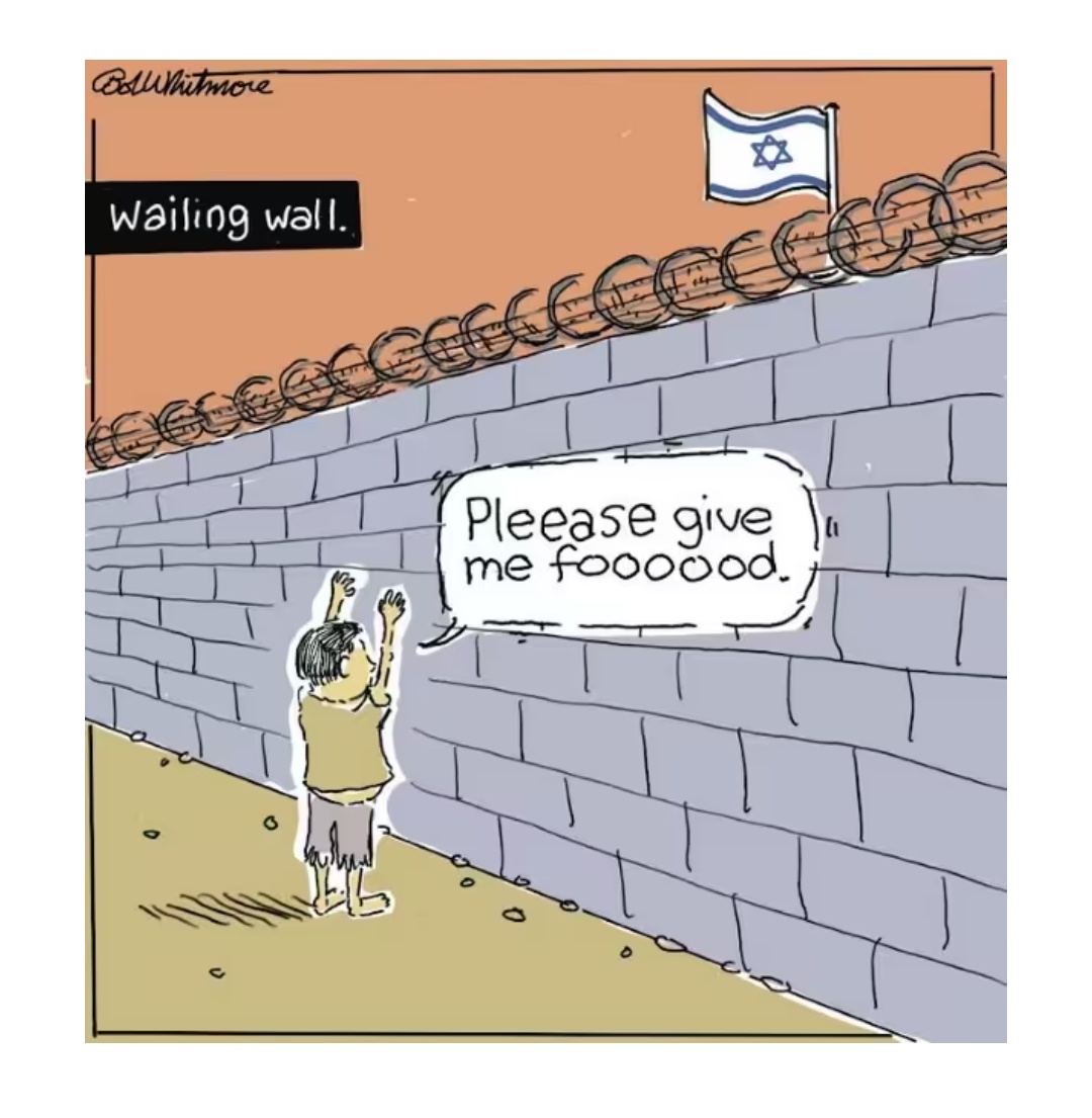 Dibujante despedido por una viñeta sobre la hambruna en Gaza
jrmora.com/dibujante-desp…
Bob Whitmore tituló su viñeta "Muro de las Lamentaciones", un niño hambriento grita: "Por favor, denme comida".