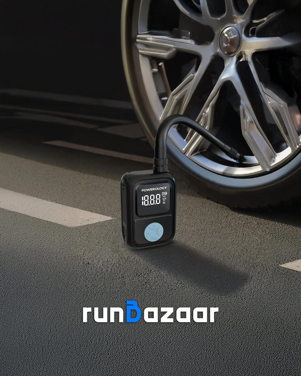 RunBazaar's tweet photo. Powerology Portable Electric Tire Inflator ⚡

🔋 48W motor & 600mAh battery for fast inflation

🚲 3 inflation modes for tires & sports balls

🌬️ Smart heat vent for cooling during use

🖥️ Digital display for real-time pressure

🧳 Compact & lightweight design for easy portability

Keep your tires pumped and ready to go with Powerology!

⚡ Buy now and enjoy:
🚚 Same Day & Night Delivery
🛡️ 2 Years Guarantee
🔁 45 Days Returnable

📱IOS App Link: https://t.co/b6SsXVWX3h
📱Android App Link: https://t.co/xkqdIdLr9P
📍 Shop now: https://t.co/T5uyQAYDTU
🌐 Website: https://t.co/DXHCPr9SDm
📞 For inquiries: +971 800767636
✉️ info@runbazaar.com