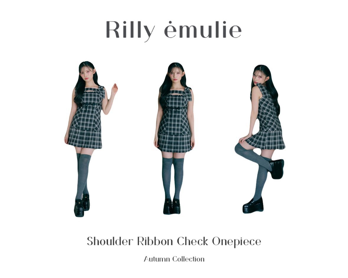 リリーエミュリ Shoulder Ribbon Check Onepiece リリーエミュリ Shoulder Ribbon Check Onepiece