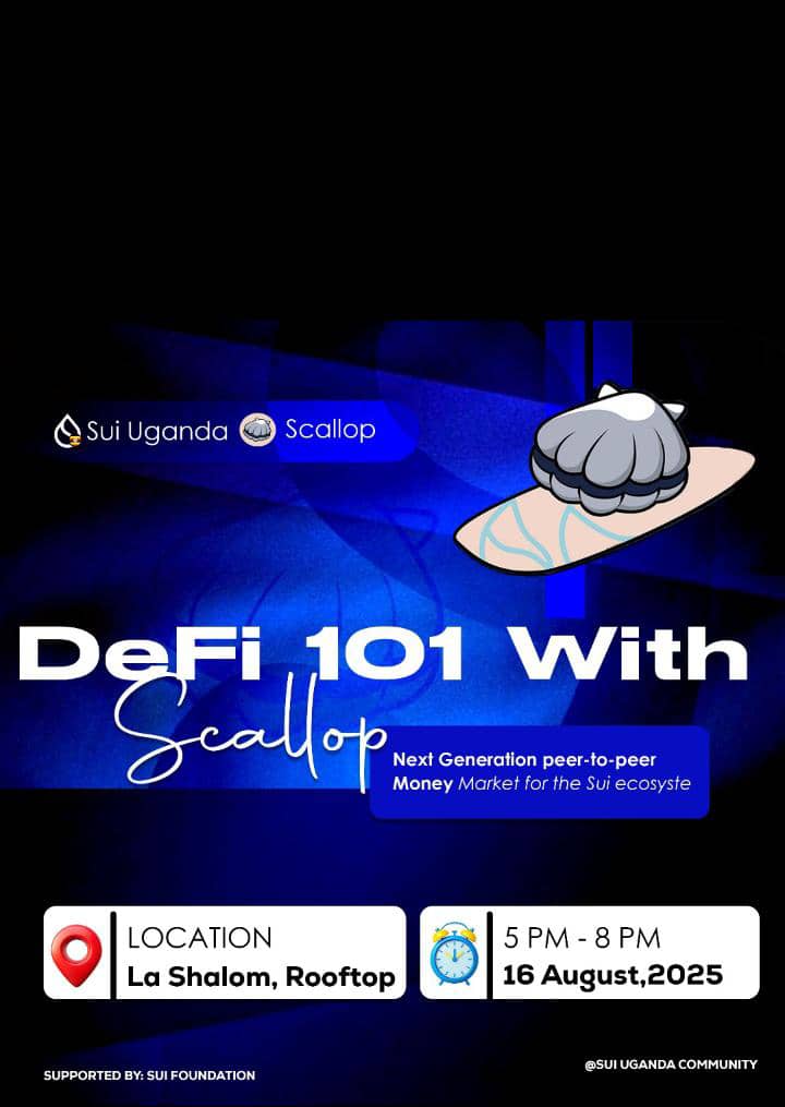 Ready for a deep dive into <a href="/DeFi/">De.Fi</a>? Join us for the Scallop Event on the <a href="/SuiNetworkUG/">Sui Uganda Community</a>! 🚀
#ScallopFinance #SuiNetwork #DeFi #Uganda