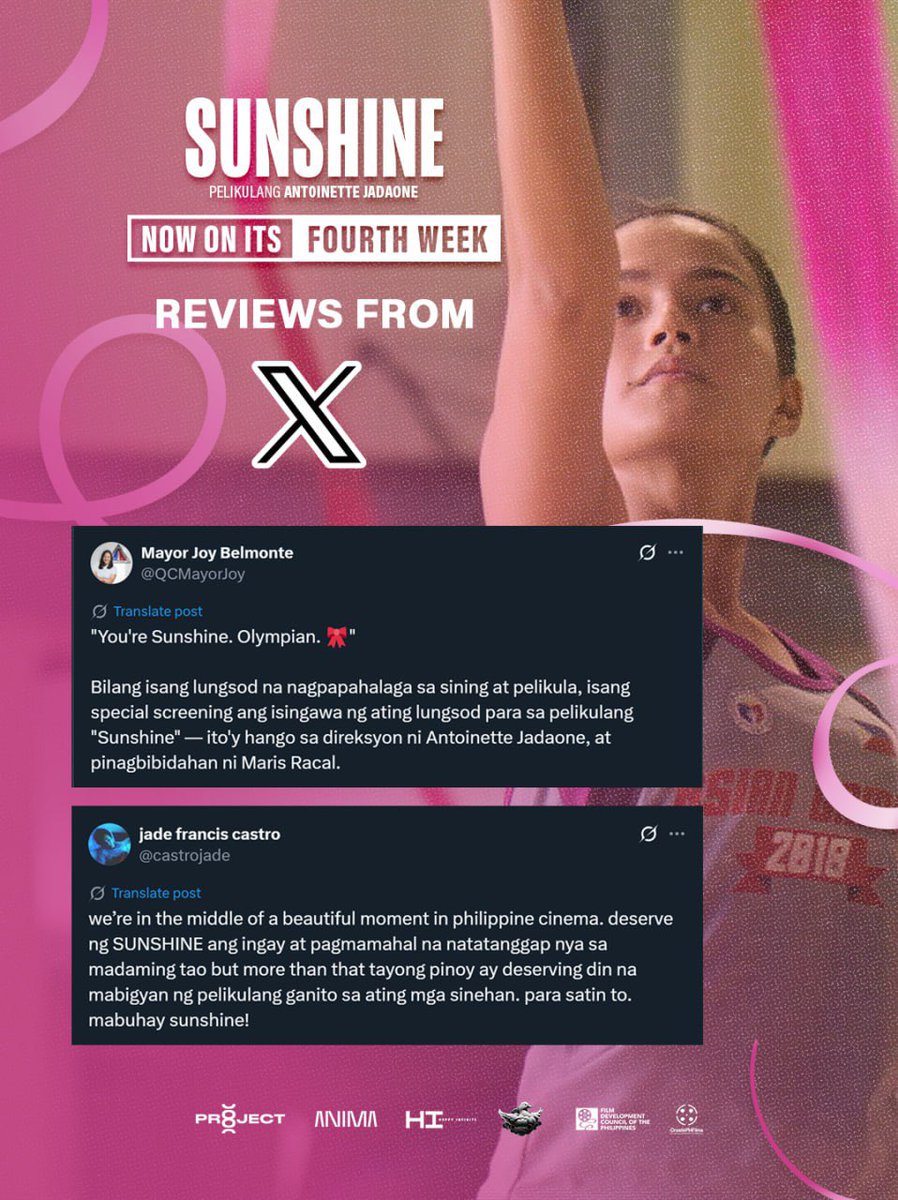 project8proj's tweet photo. Thank you for keeping the conversation alive — sa sinehan at sa social media. The love for Sunshine is loud, clear, and all over the timeline. 🫶

#SunshineMovie #GetsKoNa #SunshineMovieAtSMCinemas #SMCinema #marisracal https://t.co/gcAamlhK5b