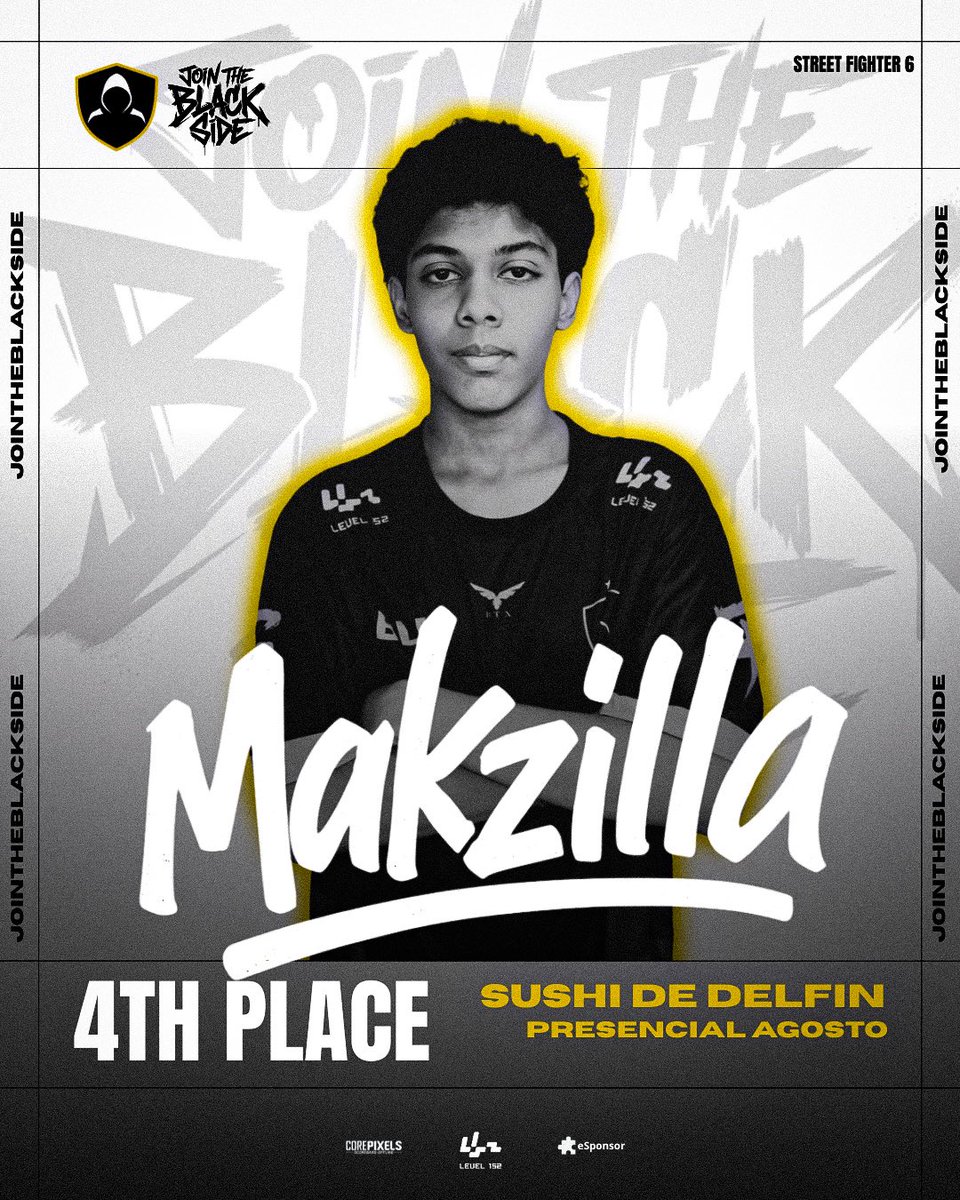 Nuevamente Black dominó los torneos presenciales,ahora a Cloud se le suma <a href="/Makzillla/">Makzilla</a> que sigue demostrando que es uno de los top de Chile a su corta edad, ahora en #SushideDelfin presencial en @level_152_gamerbar de #StreetFighter6 ,ambos tremendos jugadores que dan cara💪🏻