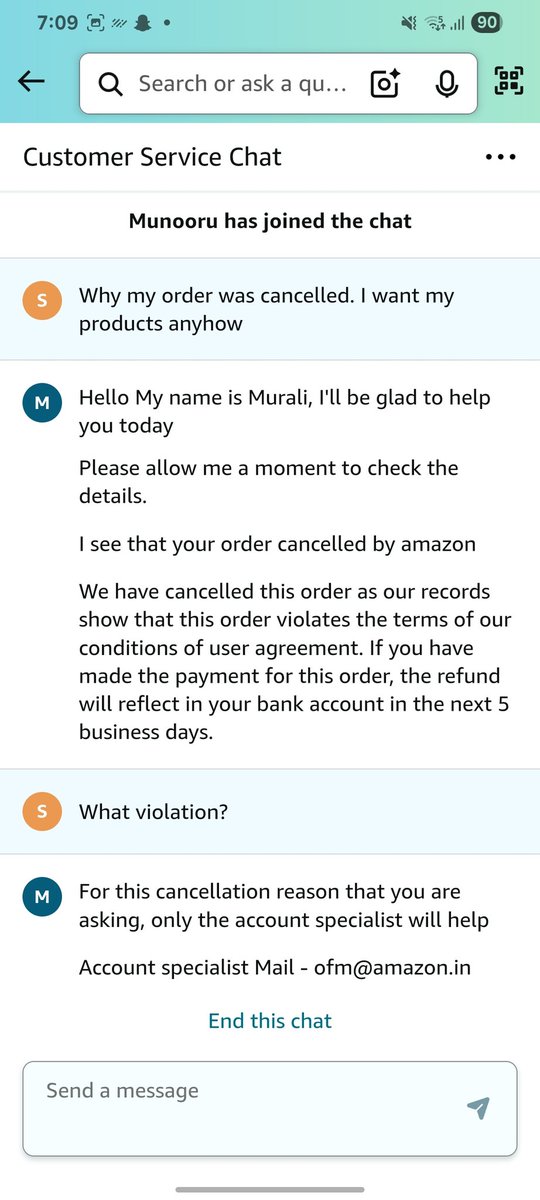 sarthak5647's tweet photo. Amazon cancelled my paid order without any clear reason, citing a vague “user agreement violation.” Now they’re refunding after deducting cashback, even though the cancellation was their decision. This is unfair &amp; unethical.
#AmazonFraud #CustomerRights #AmazonScam @amazonIN https://t.co/YqPQoFslh7