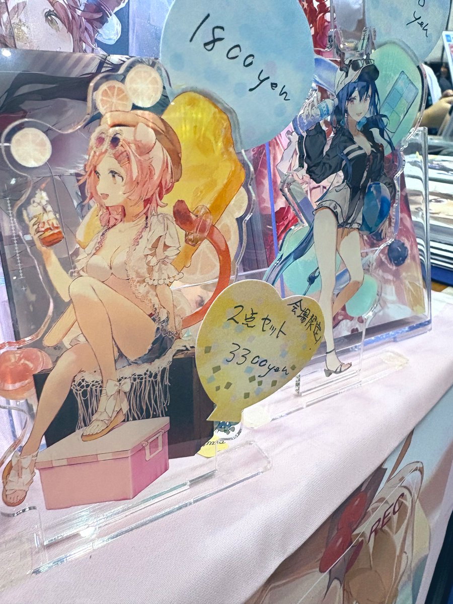 設営完了しました！
アクスタ、GGとチェンのみ、間に合ったので数量少なめですが、会場にご用意できました……!!!!

東4 マ-13aにて、お待ちしております🐠

是非とも遊びにいらしてください〜🫧
