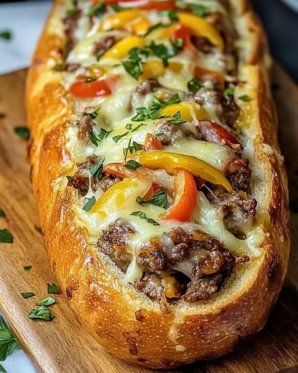 Cheesesteak-Stuffed Garlic Bread
