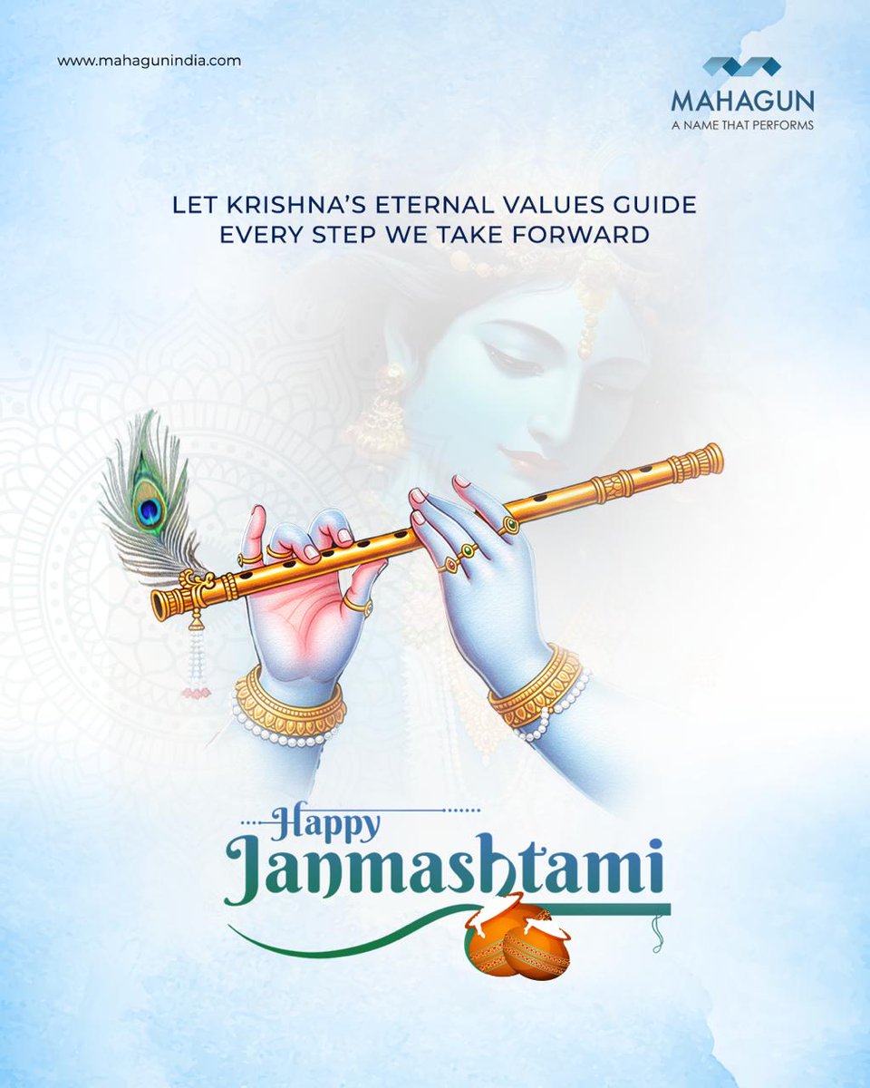 As we remember the birth of Lord Krishna, let’s embrace his teachings of love, compassion, and righteousness.
Wishing you and your loved ones a happy and blessed Janmashtami! 

#MahagunIndia #Janmashtami #Krishna #Celebration