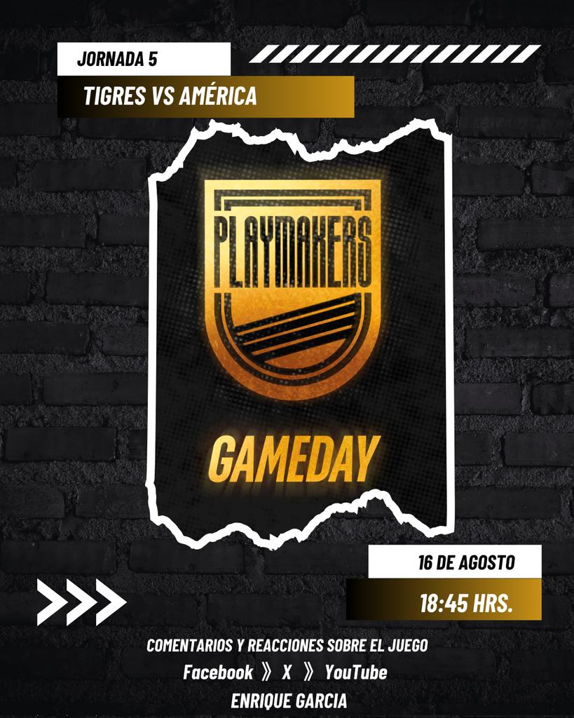 P L A Y M A K E R S⚽🏈⚾🥊🏁 (@tvplaymakers) on Twitter photo ⚽️J5| Tigres vs América | Sigue la "pujinarración, pujirreación, y los pujicomentarios" con el quinteto de : <a href="/LKikeGarcia/">Enrique Garcia</a> <a href="/coraisiordia/">Raul Isiordia</a> <a href="/ElCapiDeportes/">Roberto Hernández Contreras</a> <a href="/JackyLozanoS/">Jacky Lozano</a> <a href="/jassocarrillo/">gerardo de jesus jasso carrillo</a>
¡📱Súbele al streaming y acompáñanos!
#Playmakers #Gameday ⚽️J5| Tigres vs América | Sigue la "pujinarración, pujirreación, y los pujicomentarios" con el quinteto de : <a href="/LKikeGarcia/">Enrique Garcia</a> <a href="/coraisiordia/">Raul Isiordia</a> <a href="/ElCapiDeportes/">Roberto Hernández Contreras</a> <a href="/JackyLozanoS/">Jacky Lozano</a> <a href="/jassocarrillo/">gerardo de jesus jasso carrillo</a>
¡📱Súbele al streaming y acompáñanos!
#Playmakers #Gameday