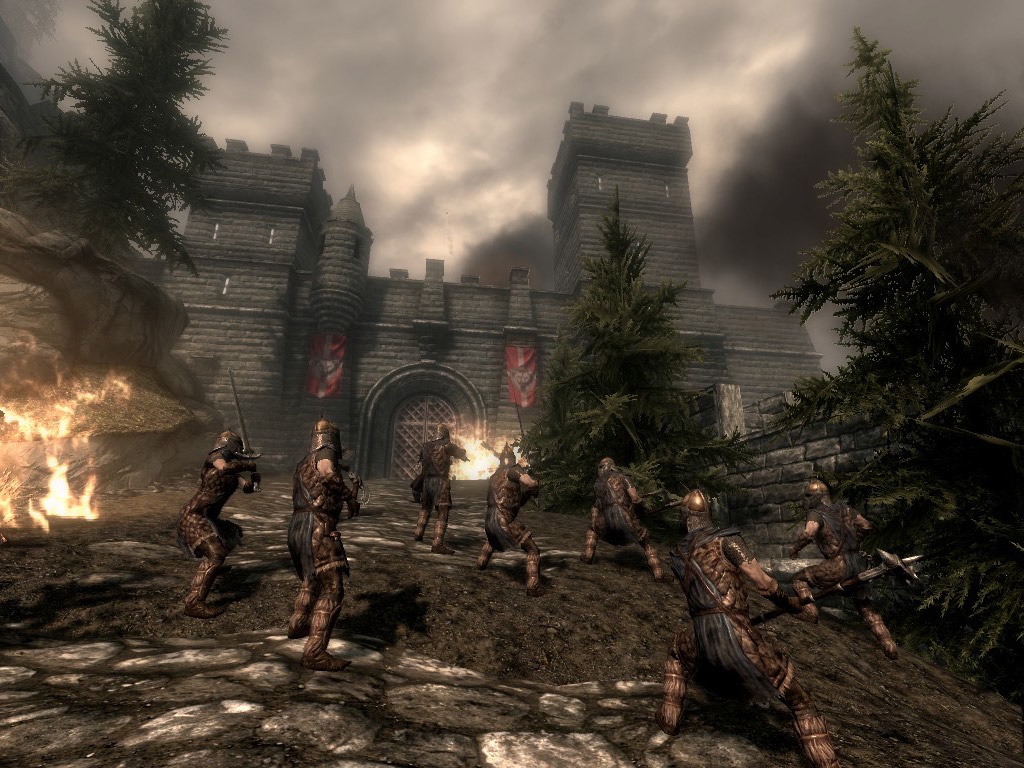 ShitpostRock's tweet photo. Bethesda games will hype up a massive battle for the whole game  and then it turns out to be like 10 dudes fighting https://t.co/8MYRfV1UFL