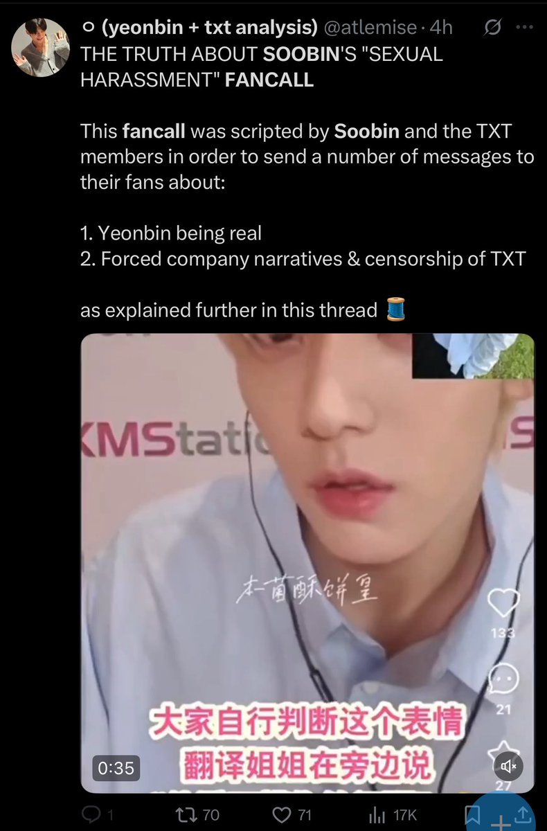 haruyeons's tweet photo. hey @atlemise didnt even bother to read your thread because its clear youre some depressed virgin that needs to play detective on soobin in order to gain some sexual clarity. realize that what he experienced is sexual harassment and not him revealing the ship is real. get help! https://t.co/6gln3kgGLn