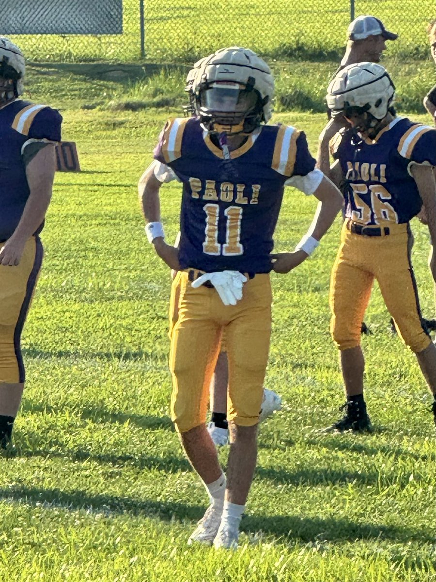 CarrieBaechle's tweet photo. Paoli Rams scrimmage against Forest Park. Overall Paoli played well and very proud of those boys. Please keep a few players in your prayers as we have some injuries.

Colton Baechle had an interception and some TDs but flags on play so only 1 counted. Starting Senior year right. https://t.co/baFKZPs5iD