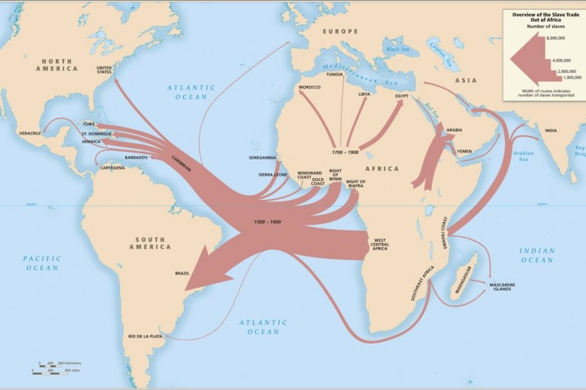 Maybe you've seen a map like this one. It gives one the impression that Europeans were uniquely or particularly evil regarding slavery, in this case of Africans.
