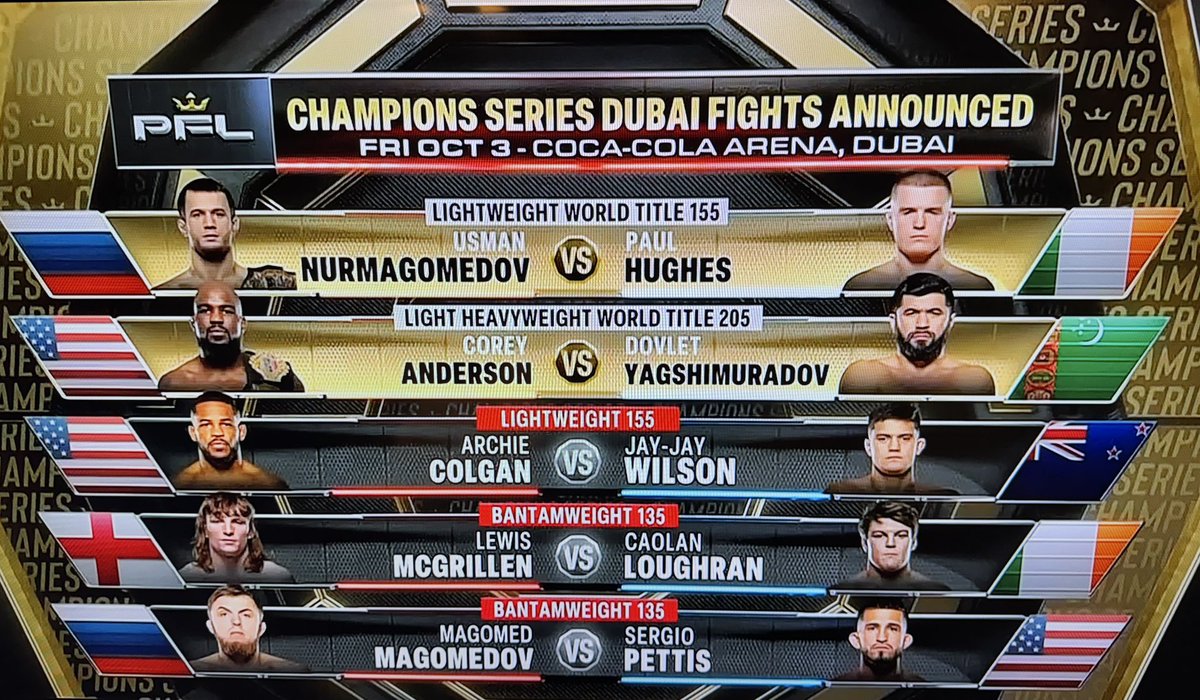 Solid October 3 card unveiled on the PFL broadcast
