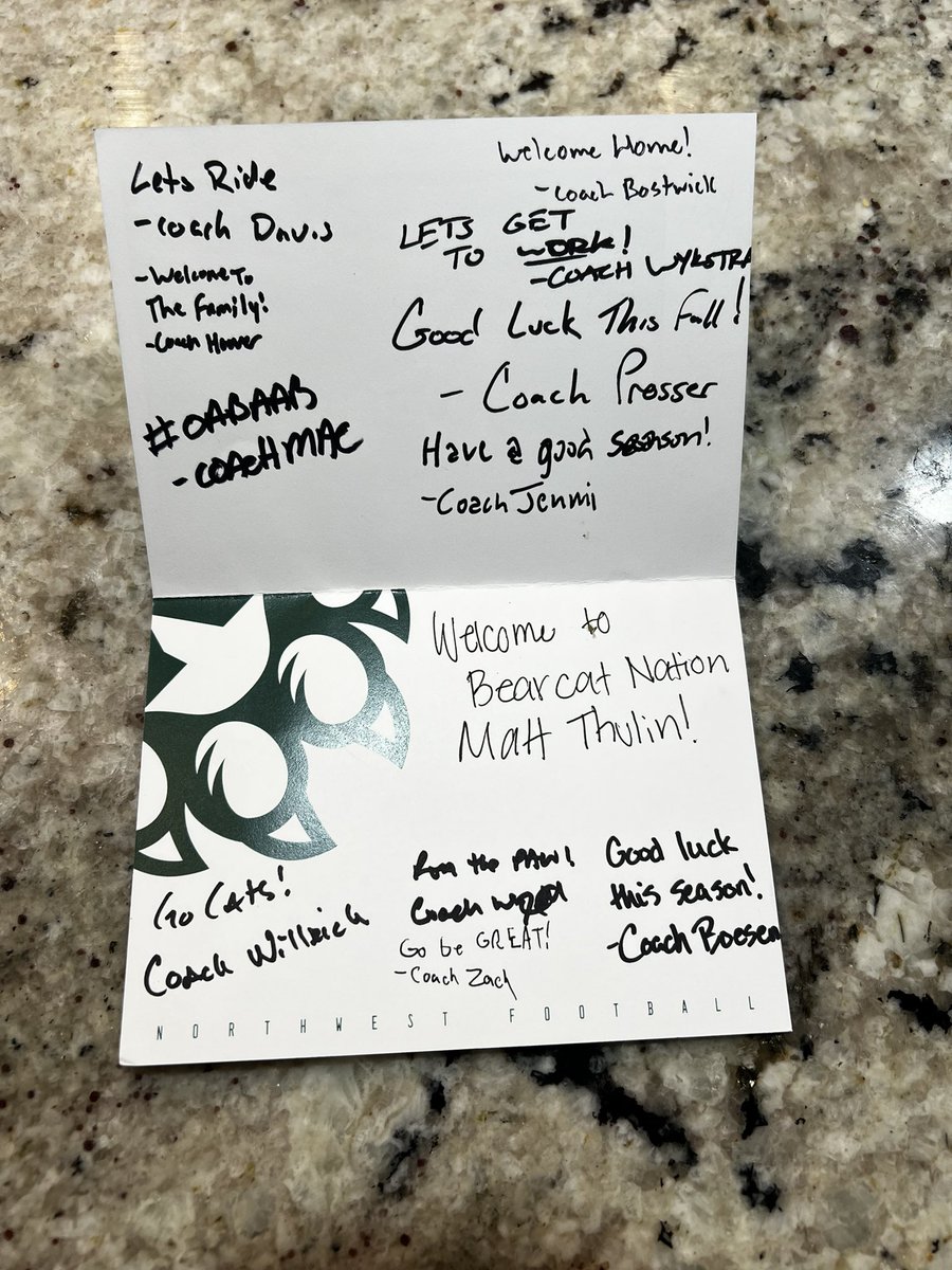 Matt Thulin (@mattthulinbn) on Twitter photo Thanks everyone <a href="/NWBearcat_FB/">Northwest Football</a> for the great card. Let’s work!!! <a href="/Coach_Prosser/">Collin Prosser</a> <a href="/CoachMcMenamin/">John McMenamin</a> <a href="/CoachBostNW/">Chad Bostwick</a> Thanks everyone <a href="/NWBearcat_FB/">Northwest Football</a> for the great card. Let’s work!!! <a href="/Coach_Prosser/">Collin Prosser</a> <a href="/CoachMcMenamin/">John McMenamin</a> <a href="/CoachBostNW/">Chad Bostwick</a>